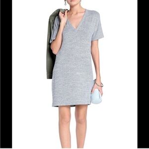 RAG & BONE GRAY SHORT SLEEVE V-NECK ROSALIND DRESS Size LG Large